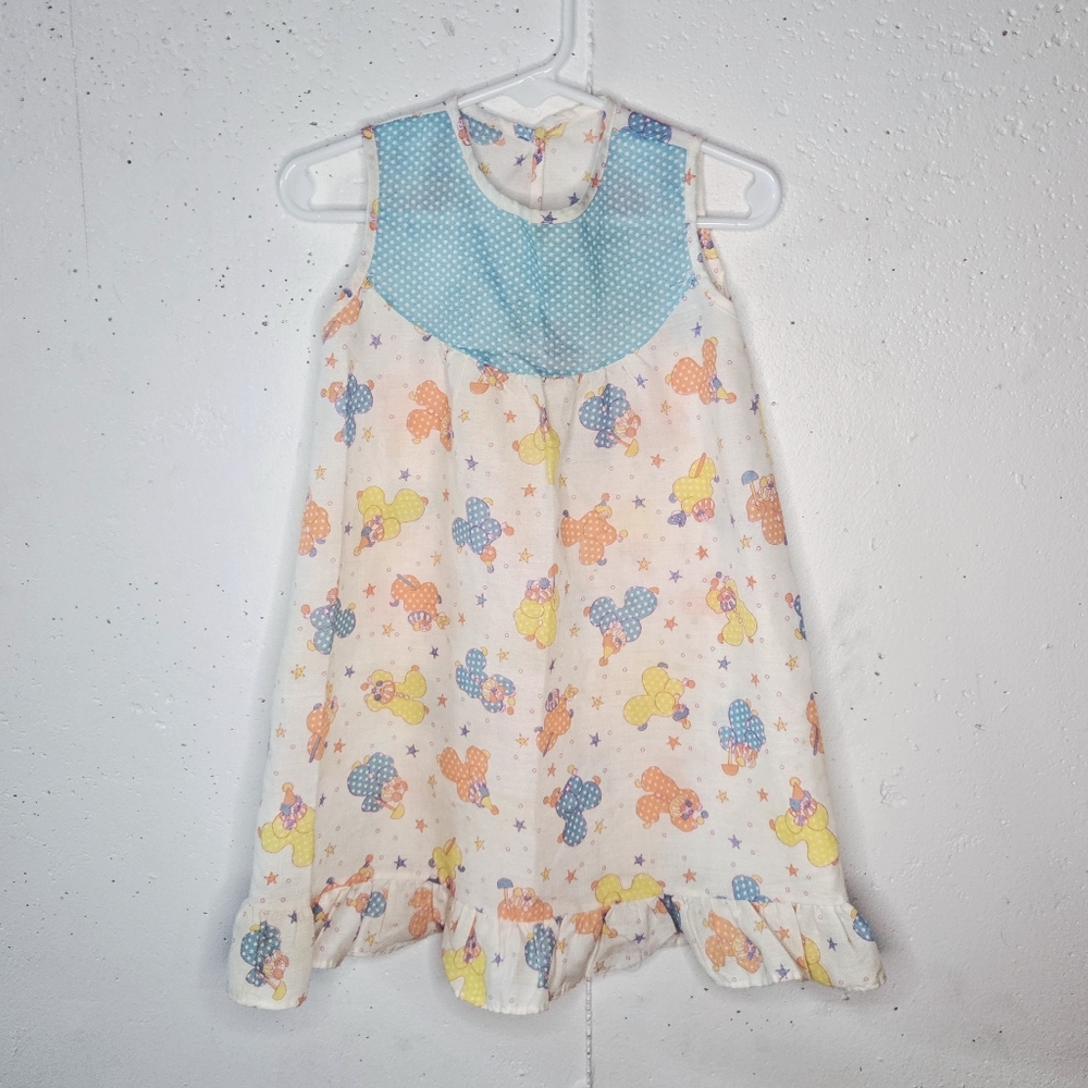 Vintage Baby Girl Ruffled Dress With Clown Print